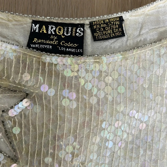 VINTAGE Marquis By Randall Cosco 100% Silk Sequin Skirt and Top - Picture 13 of 15